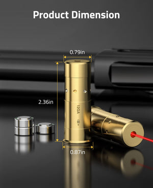 Product Dimension of 12GA Caliber Red Laser Bore Sight for Shooting Best Bore Sighting Tool