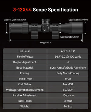 3-12X44 scope specification