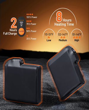 charging and temperature features-EZshoot Heated Gloves 7.4V Rechargeable Electric Hand Warmers