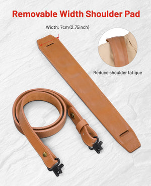 Removable Width Shoulder Pad-EZshoot Leather Gun Sling with Removable Shoulder Pads  