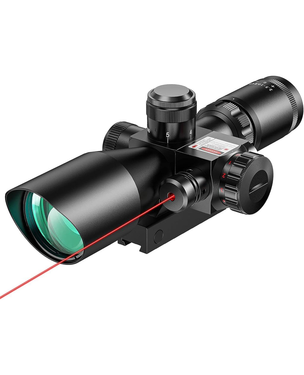 EZshoot 2.5-10x40 Dual Illuminated Mil Dot Scope with Red Laser - Compatible with 11mm Dovetail Rails