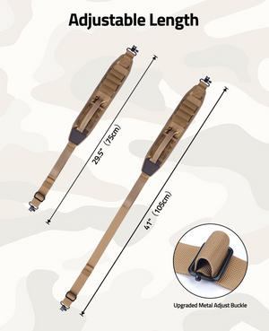adjustable length upgraded metal adjust buckle, 75cm x 105cm – EZshoot gun sling (khaki)