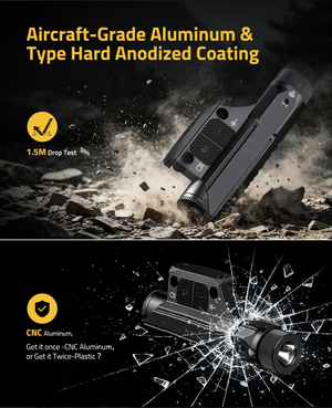 aircraft-grade aluminum & type hard anodized coating – EZshoot Laser Combo (light with green beam)