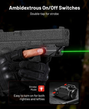 ambidextrous on/off switches – EZshoot Green Pistol Laser