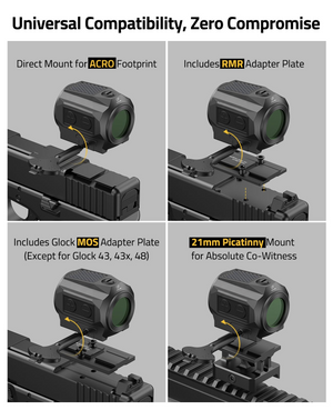 direct mount for acro footprint – EZshoot Enclosed Solar Red Dot Sight 2 46MOA