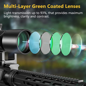 EZshoot Red Green Illuminated Crossbow Scope with Multi-Layer Green Coated Lenses