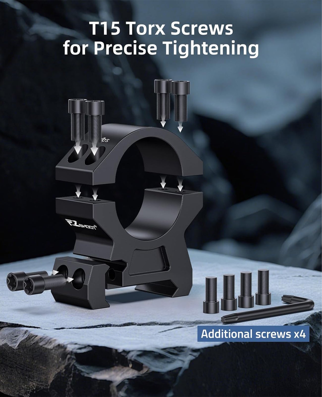 EZshoot 1 Inch Scope Rings, Compatible with Picatinny Rails and More, 2 Pieces