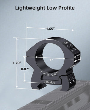 EZshoot 1 Inch Scope Rings, Compatible with Picatinny Rails and More, 2 Pieces