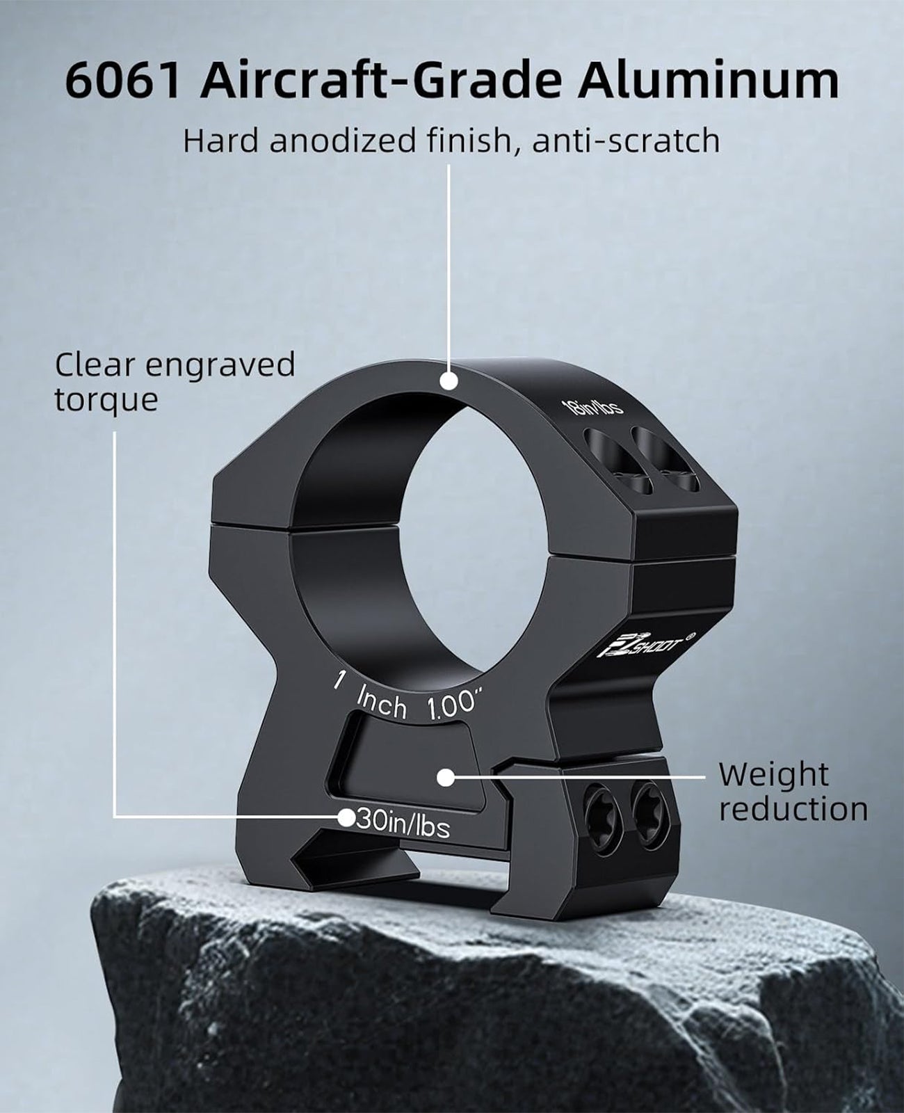 EZshoot 1 Inch Scope Rings, Compatible with Picatinny Rails and More, 2 Pieces