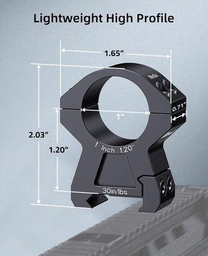 EZshoot 1 Inch Scope Rings, Compatible with Picatinny Rails and More, 2 Pieces