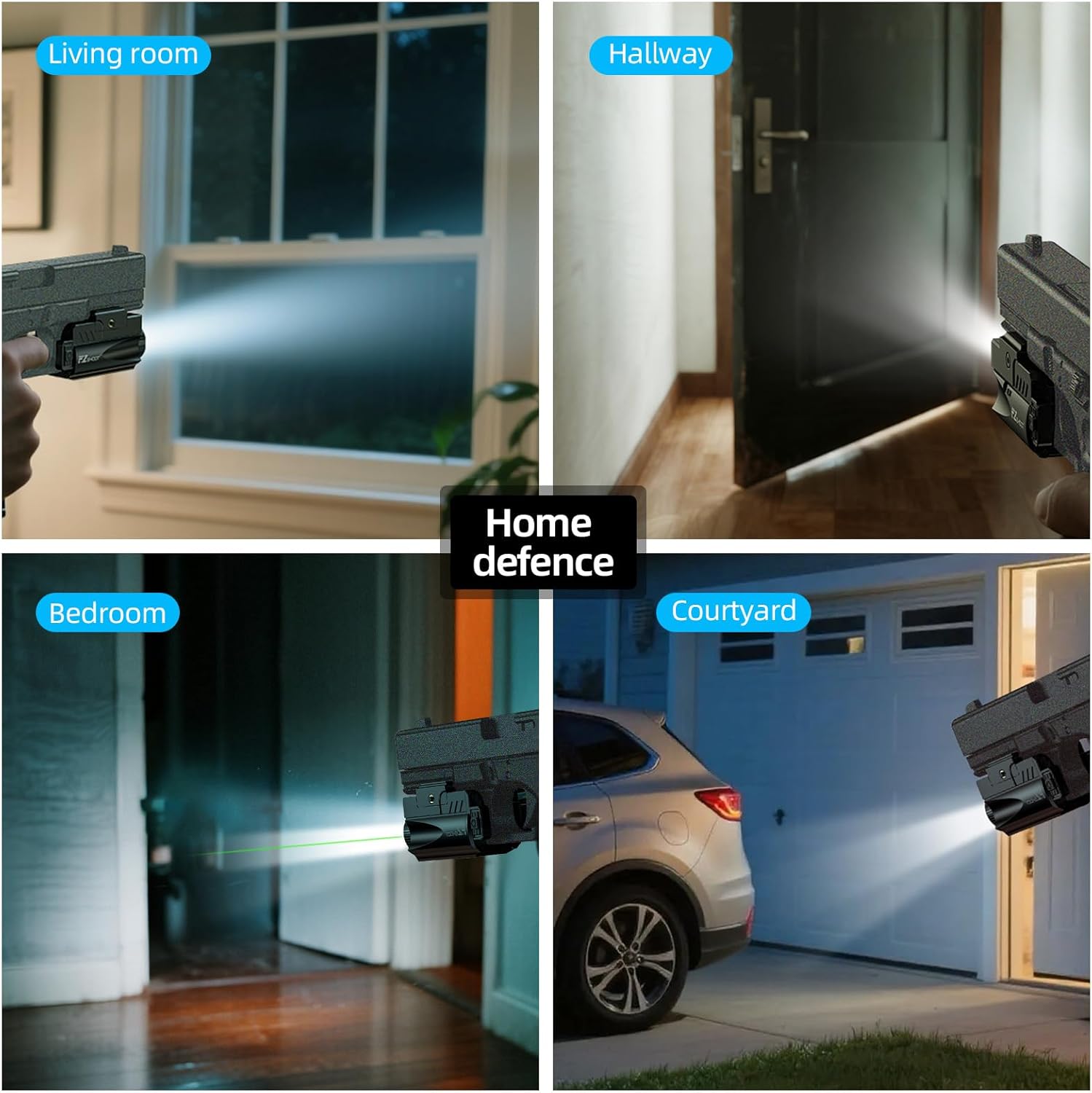 EZshoot 1000 Lumens Pistol Light Laser Combo, Rechargeable Gun Light with Slid Rail