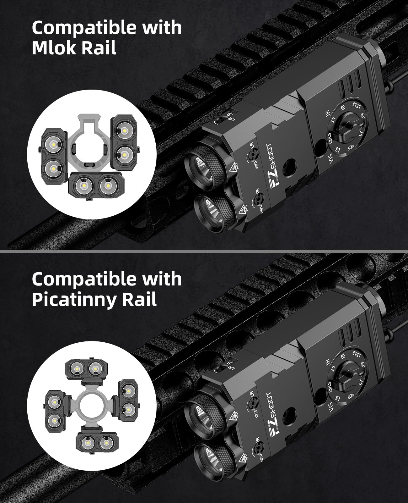 EZshoot Best Rifle Flashlight Laser Combo is Compatible for Mlok Rail and Picatinny Rail