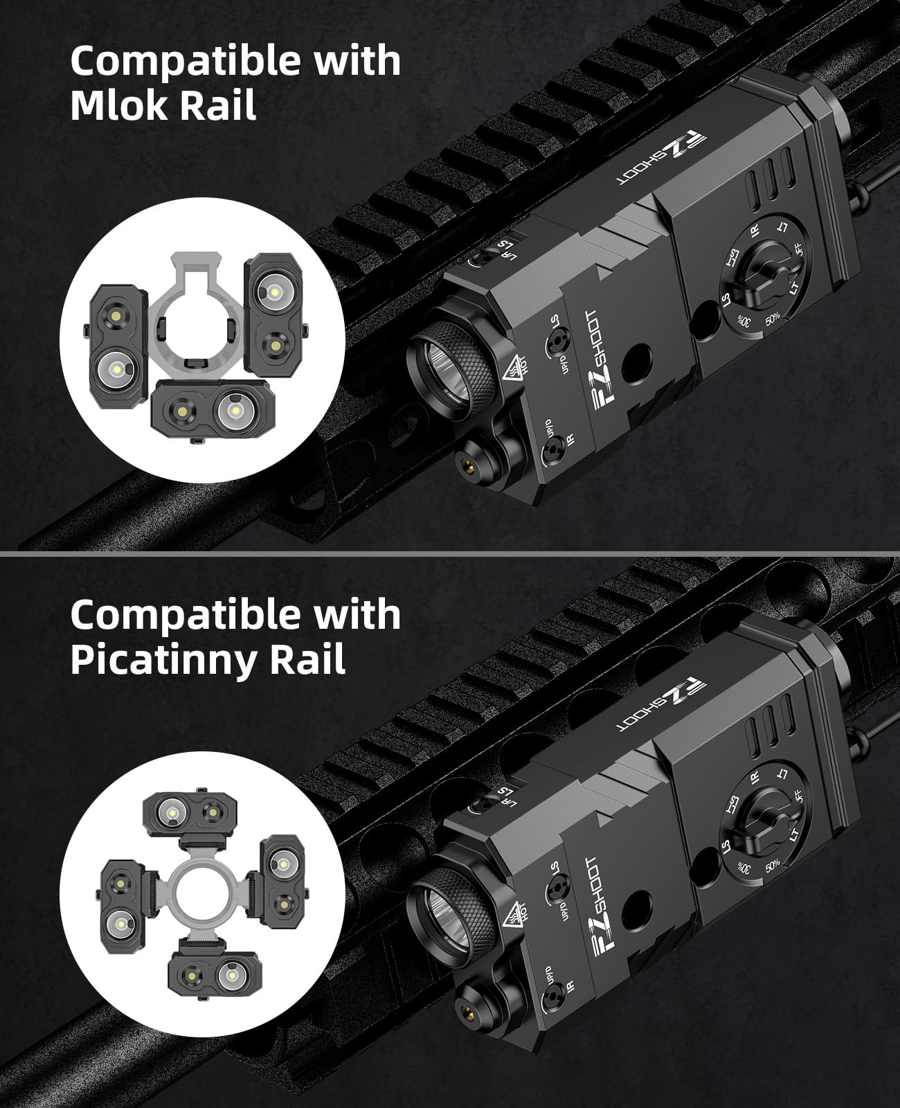EZshoot Best Flashlight for AR-15 Rifles is Compatible with M-lok Raail and Picatinny Rail