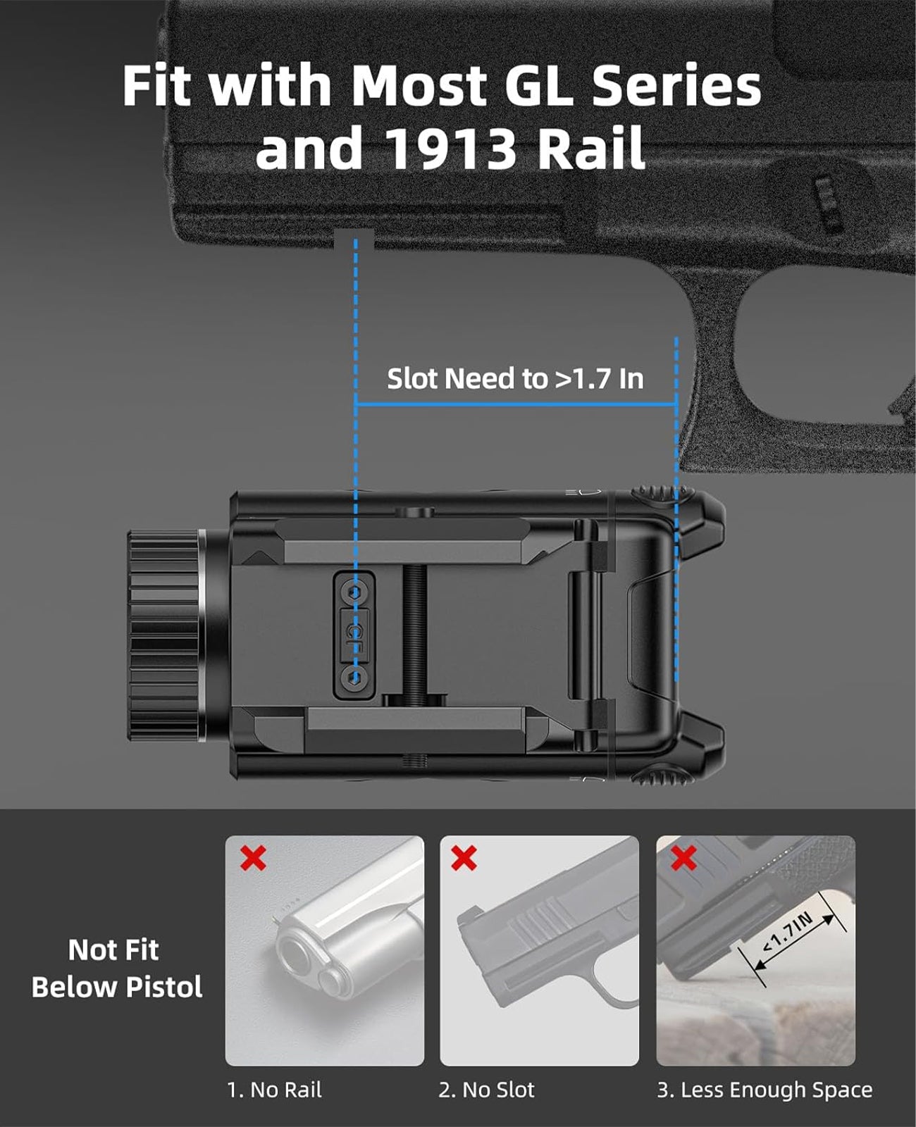 EZshoot 1800 Lumens Pistol Light, Powerful Gun Light for Home Defence and Hunting