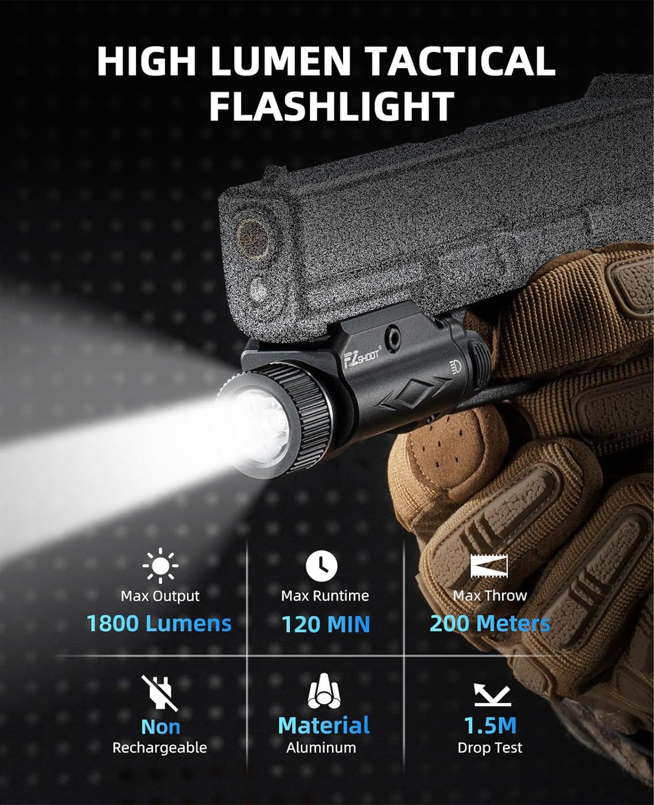 EZshoot 1800 Lumens Pistol Light, Powerful Gun Light for Home Defence and Hunting