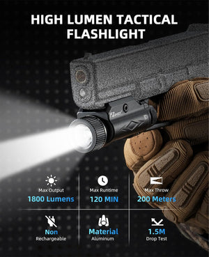 EZshoot 1800 Lumens Pistol Light, Powerful Gun Light for Home Defence and Hunting