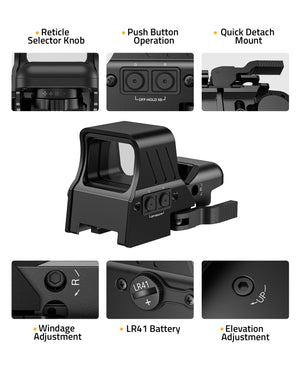 Product Structure of EZshoot 1x22x33 Best Red Green Dot Sight for Hunting Shotgun Rifle