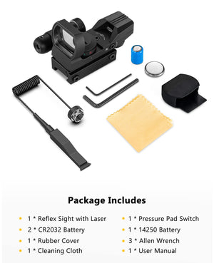 Items Include in the Pckage of EZshoot Red Dot Sight with Green Laser