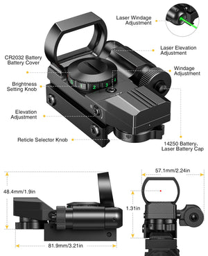 Product Structure of EZshoot 1x22x33 Red Dot Sight for AR-15 Rifle Shooting