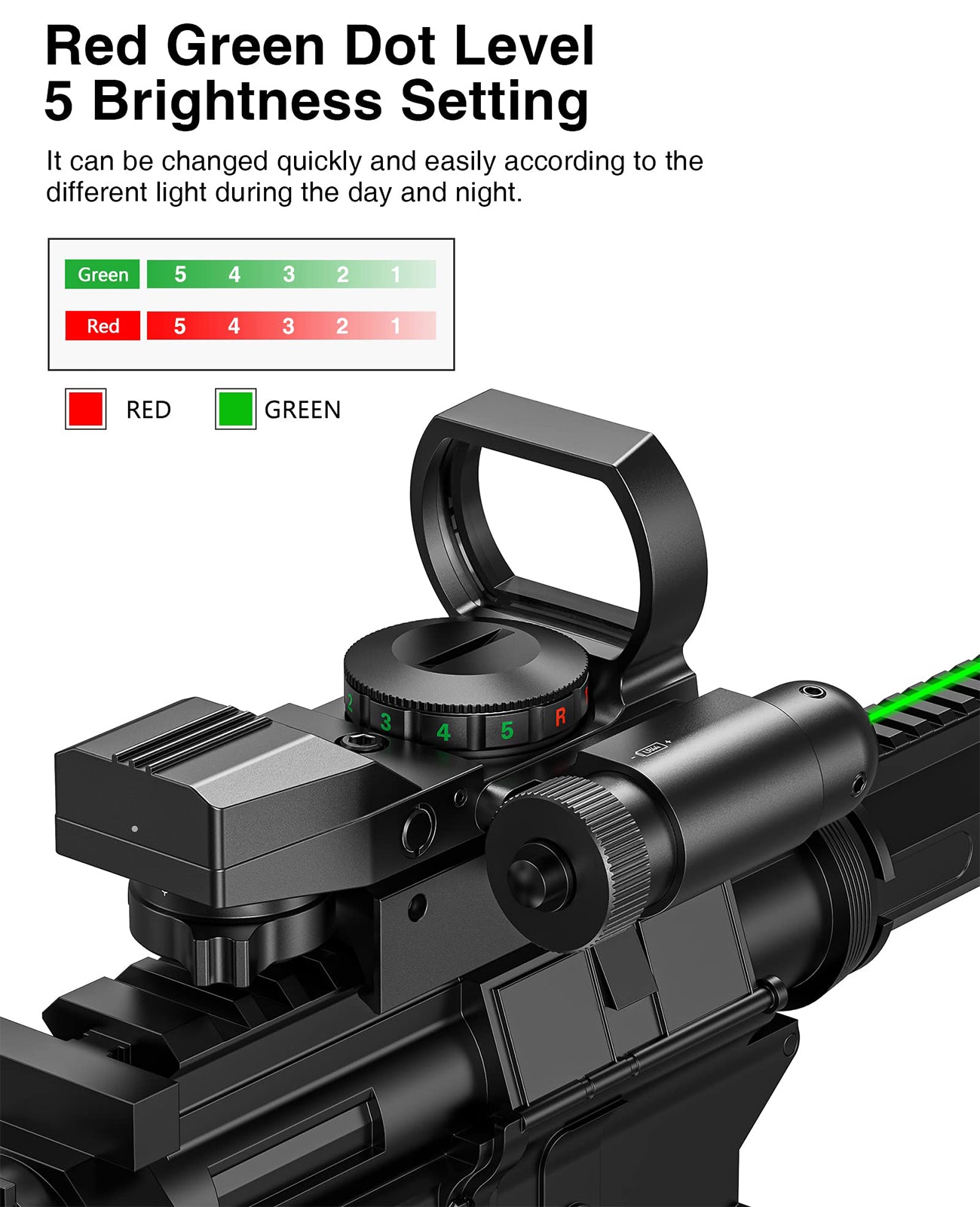 EZshoot Best Red Dot Sight with Dual Illumination and 5 Brightness Setting