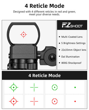 EZshoot Best Red Dot Sight with 4 Reticle Mode in Red and Green