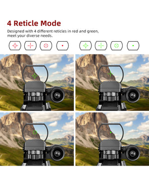 EZshoot 1x22x33 Reflex Sight with 4 Reticle Mode - Red and Green Illuminated Reticle