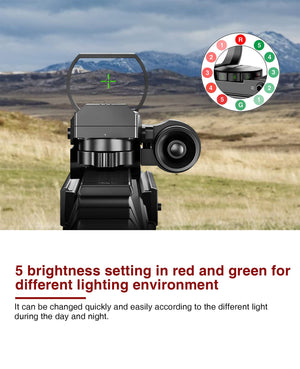 EZshoot Dual Illuminated Dot Sight with 5 Brightness Setting in Red and Green for Different Lighting Environment
