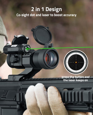 EZshoot 2-in-1 Red Dot Sight with Green Laser for Rifle Shooting