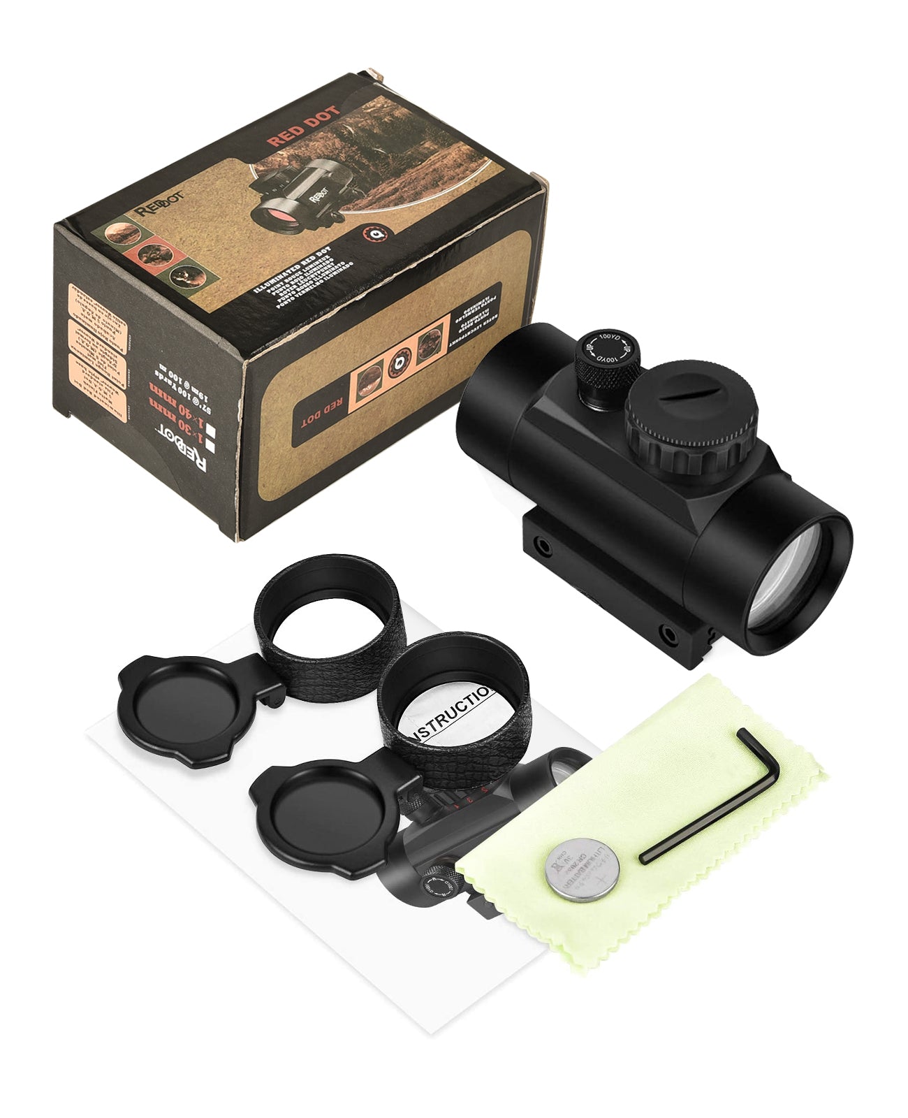1x30mm Red Green Dot Sight Package List