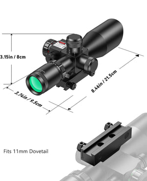 Product Size of EZshoot Mil Dot Scope - Best Scope for Rifle Fits 11mm Dovetail Rails