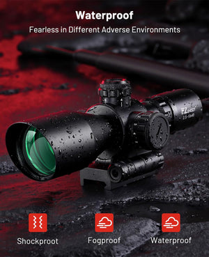 EZshoot 2.5-10x40 Rifle Scope, Illuminated Mil-dot Compact Scope with Red Laser