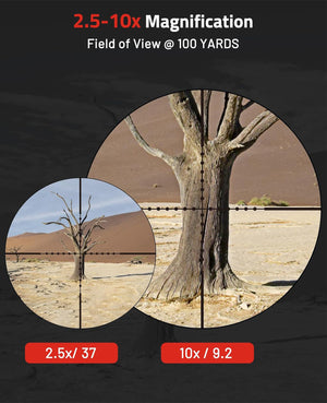 EZshoot 2.5-10x40 Rifle Scope, Illuminated Mil-dot Compact Scope with Red Laser