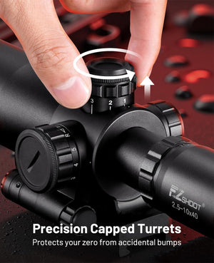 EZshoot 2.5-10x40 Rifle Scope, Illuminated Mil-dot Compact Scope with Red Laser