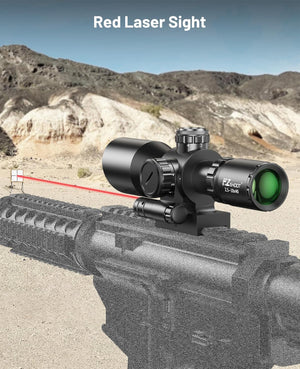 EZshoot 2.5-10x40 Rifle Scope, Illuminated Mil-dot Compact Scope with Red Laser