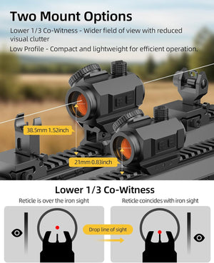 EZshoot 2 MOA Dot & 40 MOA Circle Motion Awake Red Dot Sight