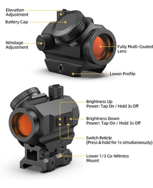 EZshoot 2 MOA Dot & 40 MOA Circle Motion Awake Red Dot Sight