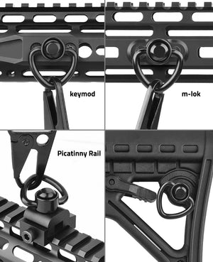 Multi-functional QD Sling Swivels Compatible with Keymod, Mlok, Picatinny Rail and More