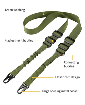 EZshoot 2 Point Rifle Sling Adjustable Length Gun Sling with Metal Hook