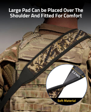 Gun sling with widened shoulder pad 