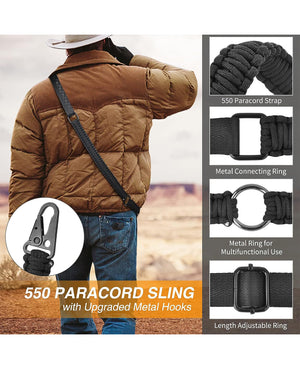 Adjustable 550 Paracord Sling with Upgraded Metal Eagle Hooks