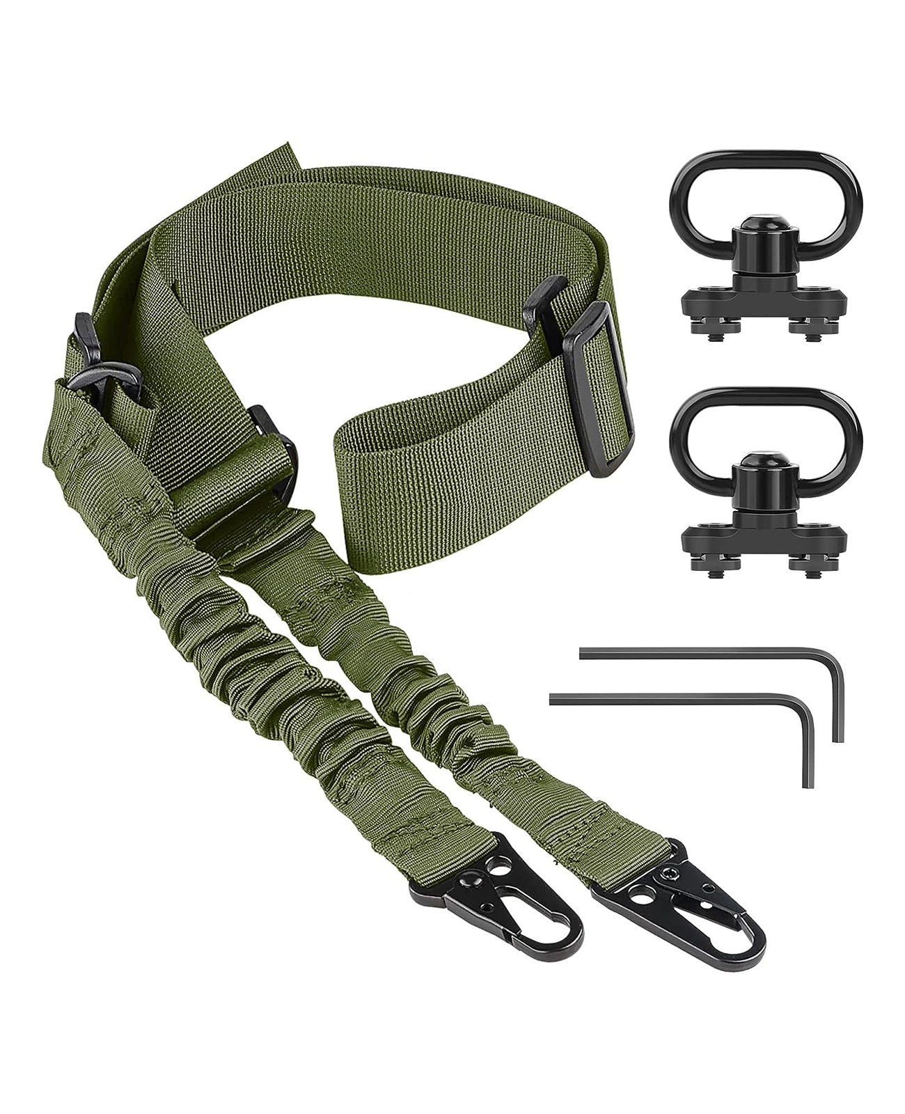 Army Green 2 Point Rifle Sling with Swivels for Hunting