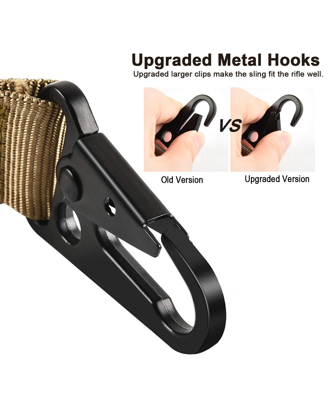 2 Point Rifle Sling with Upgraded Metal Hooks