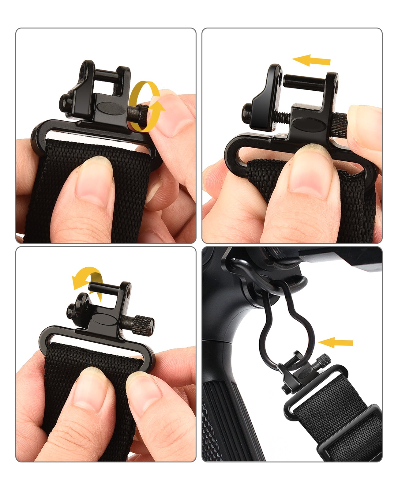 How to install the tri-lock sling swivels?