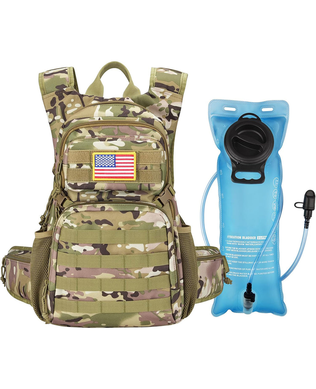 EZshoot 22L Tactical Hydration Backpack with 3L Water Bladder for Men Women