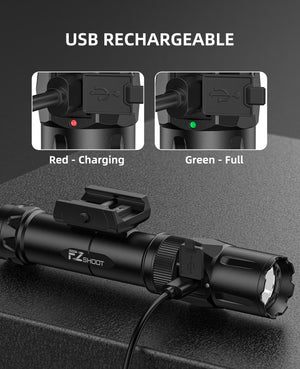 EZshoot Rechargeable Tactical Flashlight for AR Hunting with USB Charging