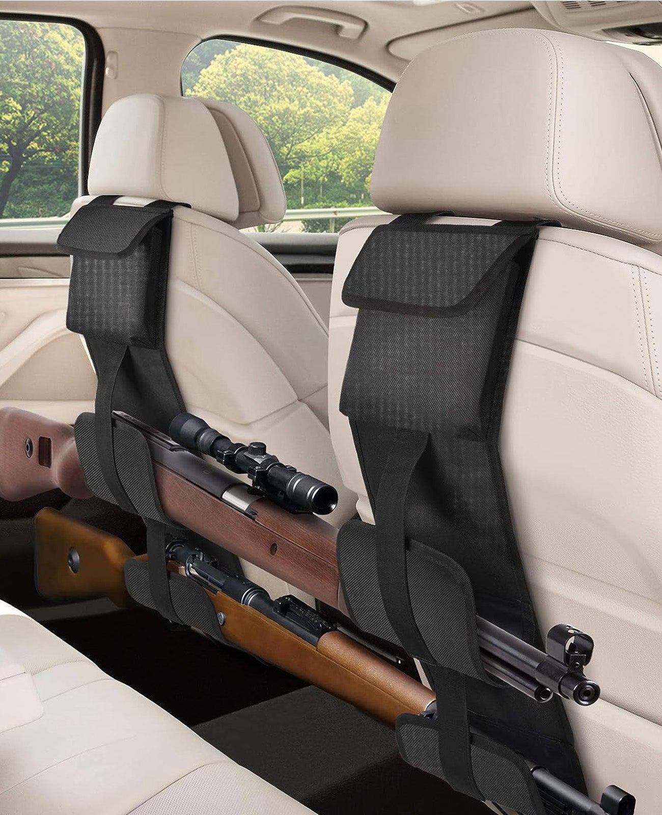 2pcs car concealed backseat shotguns holder with adjustment belts
