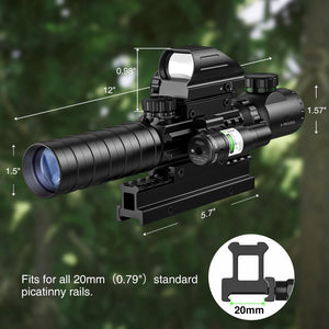 EZshoot 3-9x32 Rifle Scope Combo Fits for all 20mm Standard Picatinny Rails