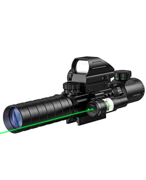 EZshoot 3-9x32 Red Green Dot Dual Illuminated Scope Combo with Green Laser