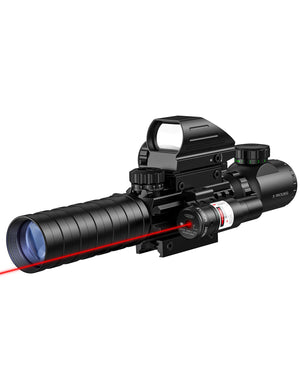 EZshoot 3-9x32 Dual Illuminated Scope Combo for Rifle with Red Laser