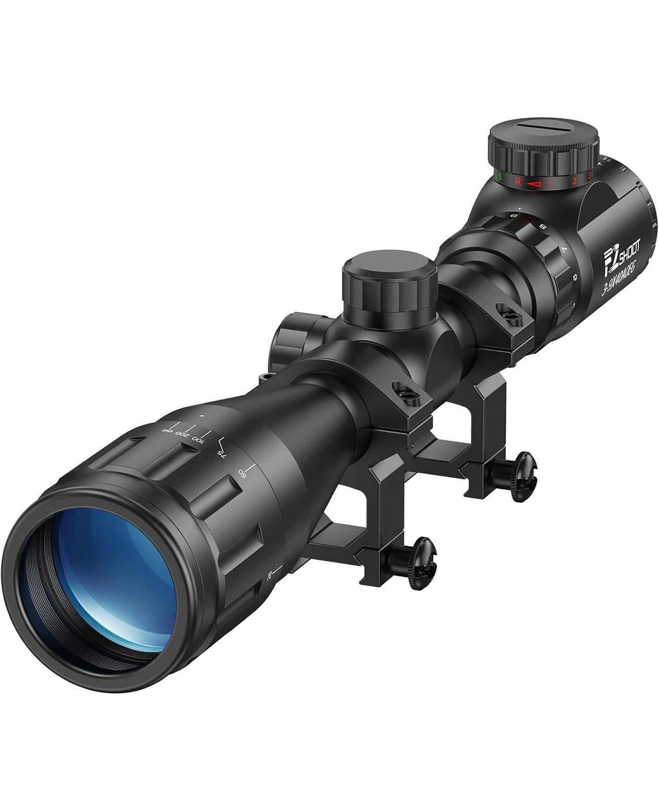 EZshoot 3-9x40 AO Rifle Scope with Dual Illuminated Reticle and 1 Inch Scope Tube for AR-15